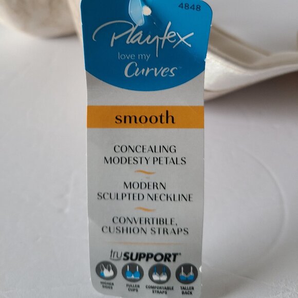 PLAYTEX SECRETS INCREDIBLY SMOOTH T-SHIRT BRA | LIGHT BEIGE/NUDE LACE |UNDERWIRE - Picture 2 of 10